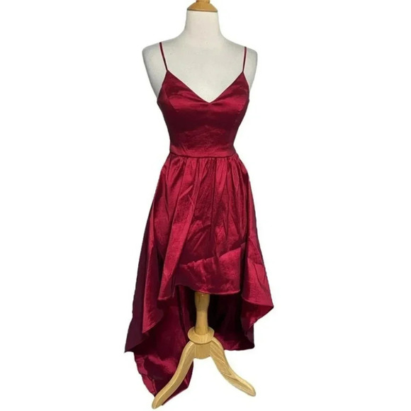 B. SMART‎ dress women’s size 3 sexy red spaghetti strap hi/low formal - Picture 5 of 9